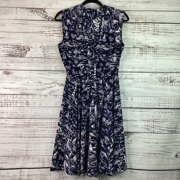 CHARTER‎ CLUB SIZE 10 PETITE NAVY BLUE SCENIC BEACH VACATION SUMMER DRESS - Picture 13 of 16